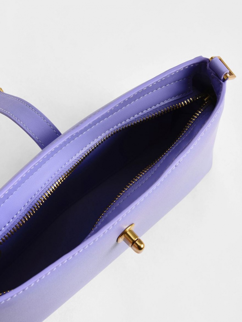 Geanta De Umar Charles & Keith Nova Chain-Handle Violet | 027EXONUV
