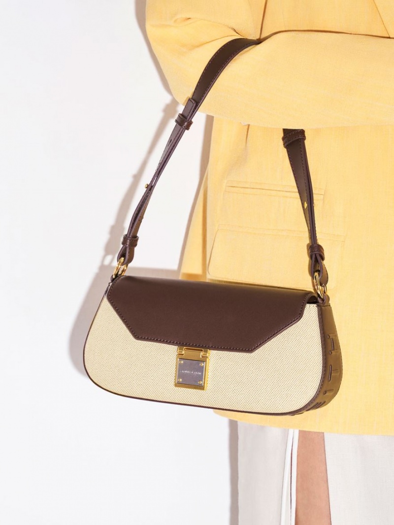 Geanta De Umar Charles & Keith Oona Panza Curved Maro Inchis | 279VURCTM