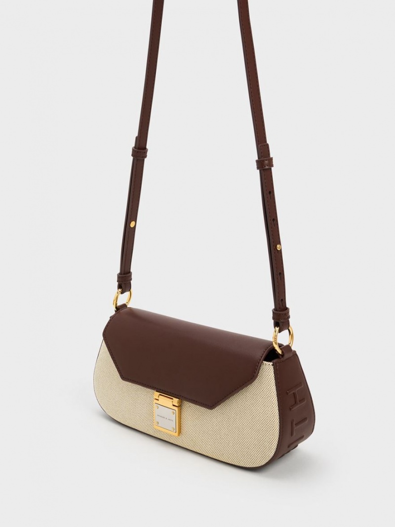 Geanta De Umar Charles & Keith Oona Panza Curved Maro Inchis | 279VURCTM