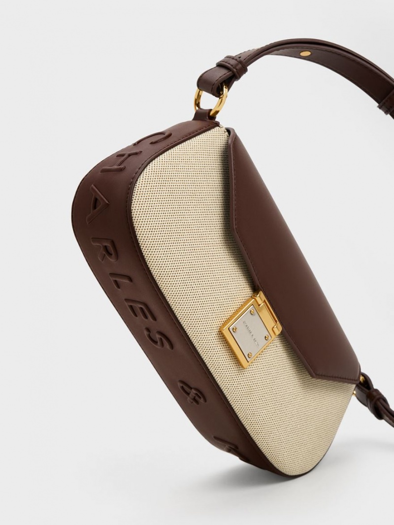 Geanta De Umar Charles & Keith Oona Panza Curved Maro Inchis | 279VURCTM