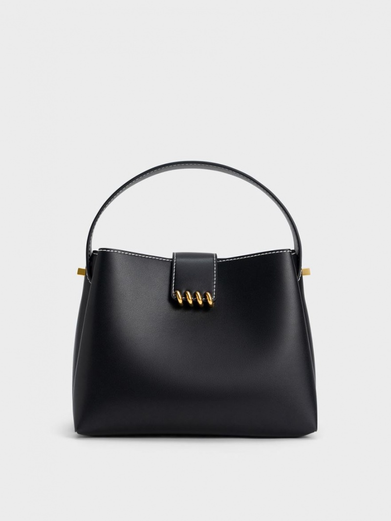 Geanta De Umar Charles & Keith Osiris Metallic Accent Belted Negrii | 697QVIOTF