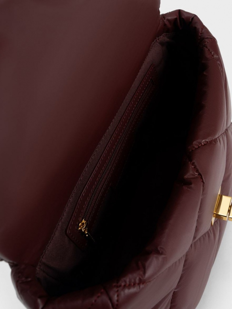 Geanta De Umar Charles & Keith Paffuto Large Căptușită Ciocolata Inchis | 937TJWLVC