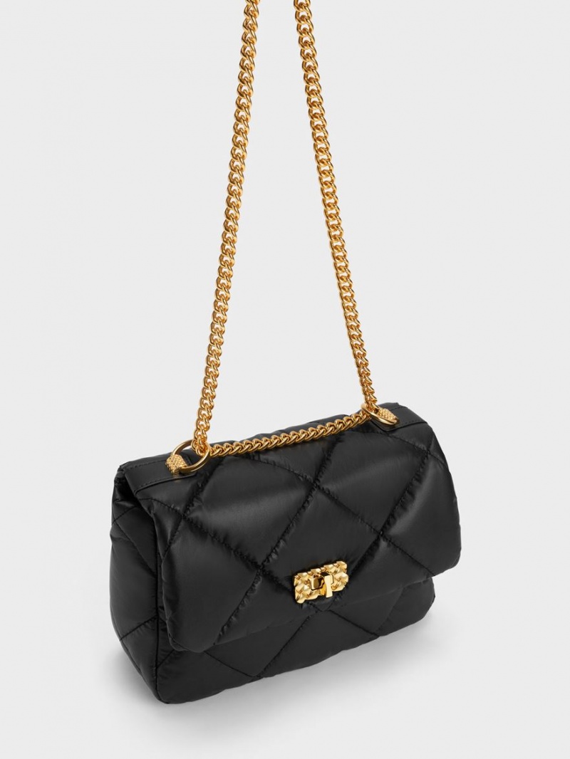 Geanta De Umar Charles & Keith Paffuto Large Căptușită Negrii | 576DMHESA