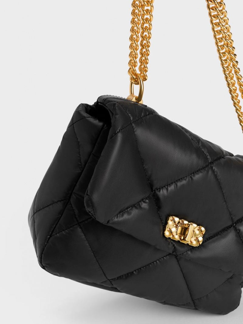 Geanta De Umar Charles & Keith Paffuto Large Căptușită Negrii | 576DMHESA