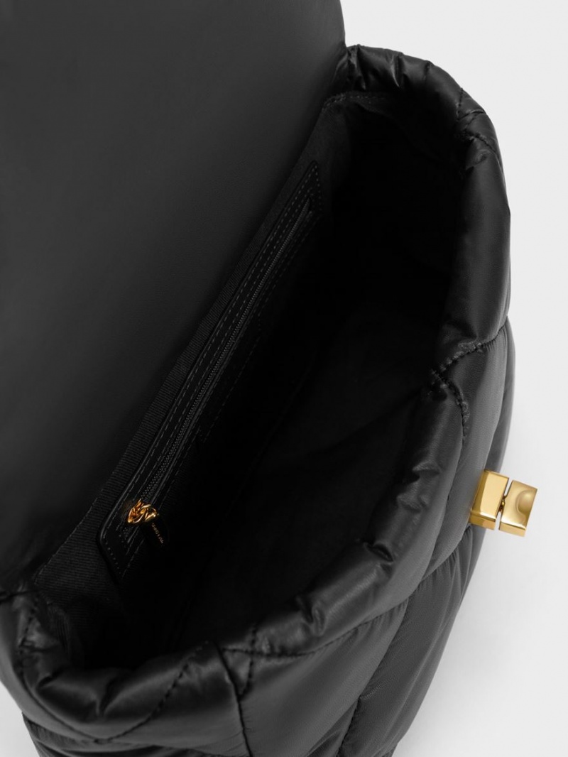 Geanta De Umar Charles & Keith Paffuto Large Căptușită Negrii | 576DMHESA