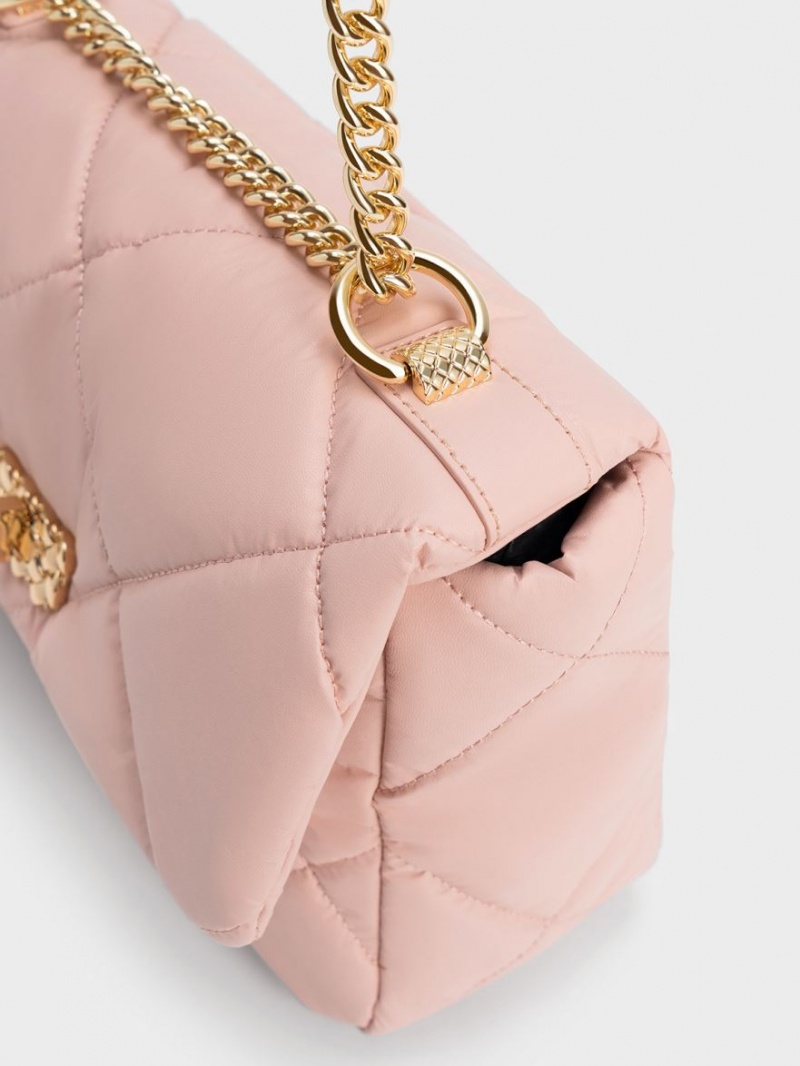 Geanta De Umar Charles & Keith Paffuto Large Căptușită Roz Deschis | 053QNOCAU