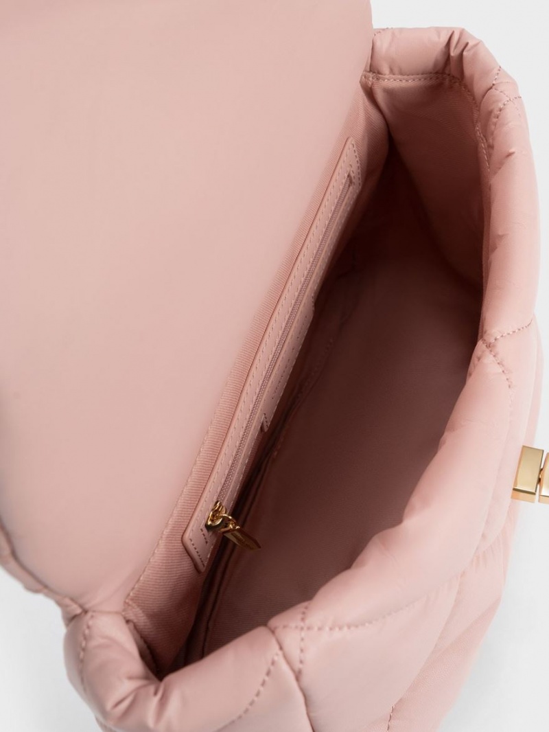 Geanta De Umar Charles & Keith Paffuto Large Căptușită Roz Deschis | 053QNOCAU