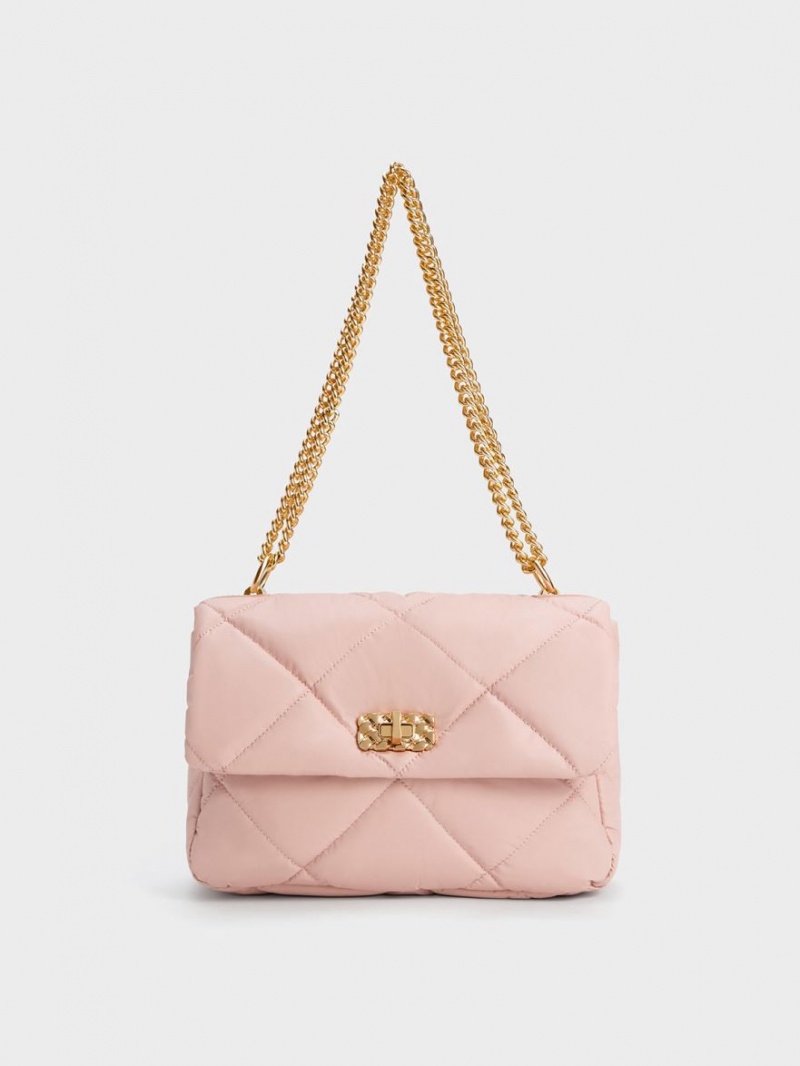 Geanta De Umar Charles & Keith Paffuto Large Căptușită Roz Deschis | 053QNOCAU
