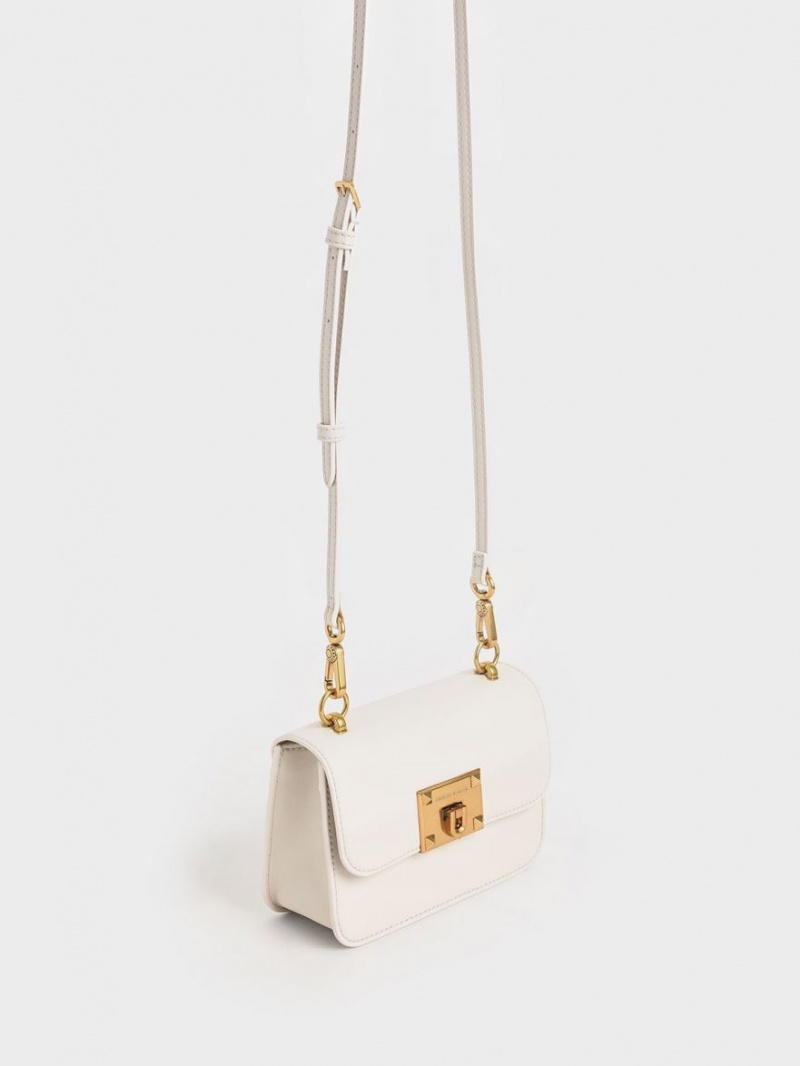 Geanta De Umar Charles & Keith Panza Metallic Turn-Lock Albi | 107RXPKIN