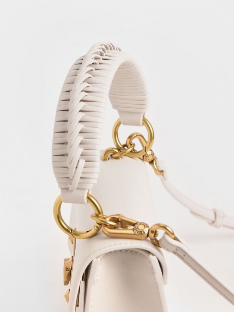 Geanta De Umar Charles & Keith Panza Metallic Turn-Lock Albi | 107RXPKIN