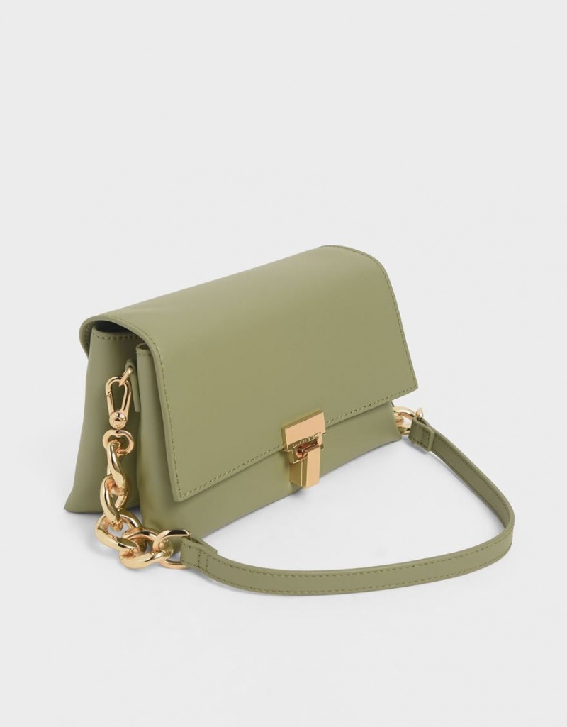 Geanta De Umar Charles & Keith Piele Chain Curea Masline Verzi | 469PSHJIX