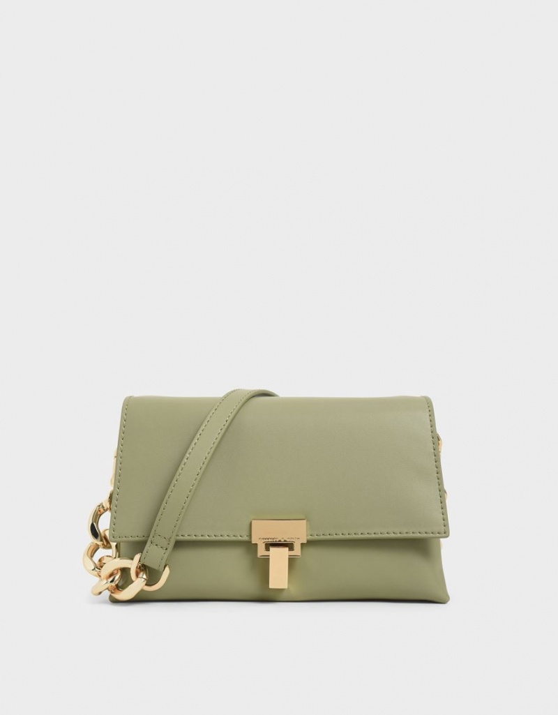 Geanta De Umar Charles & Keith Piele Chain Curea Masline Verzi | 469PSHJIX