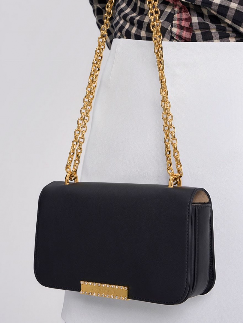 Geanta De Umar Charles & Keith Piele Chain Curea Negrii | 372YFITAL