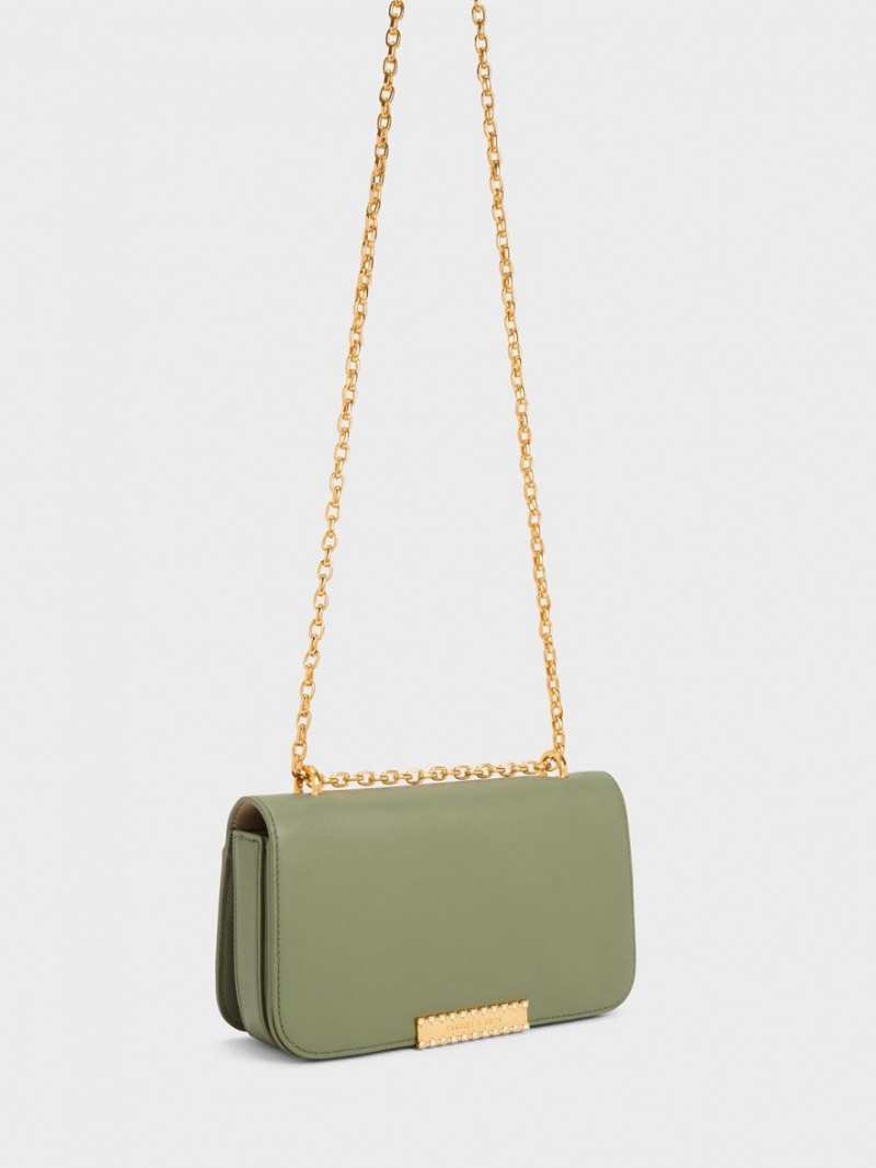 Geanta De Umar Charles & Keith Piele Chain Curea Masline Verzi | 139FCIYGB