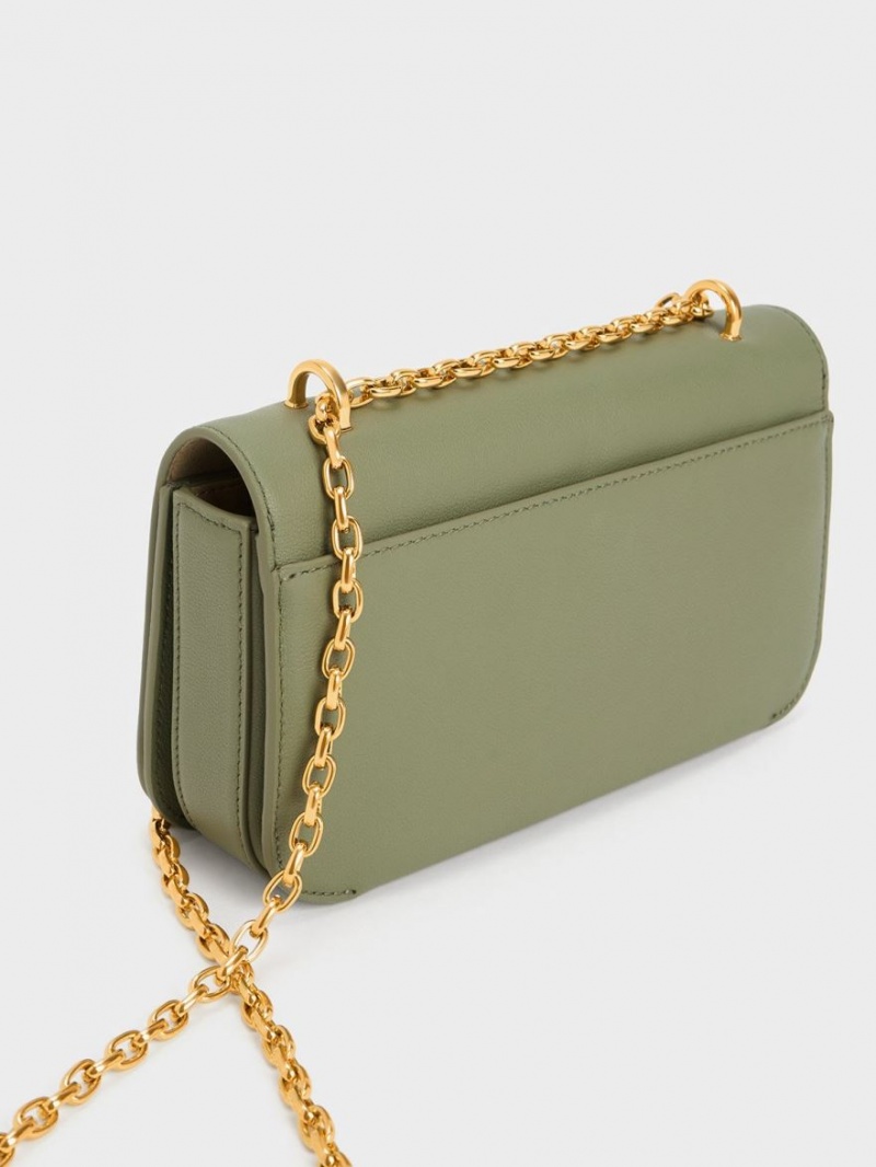 Geanta De Umar Charles & Keith Piele Chain Curea Masline Verzi | 139FCIYGB
