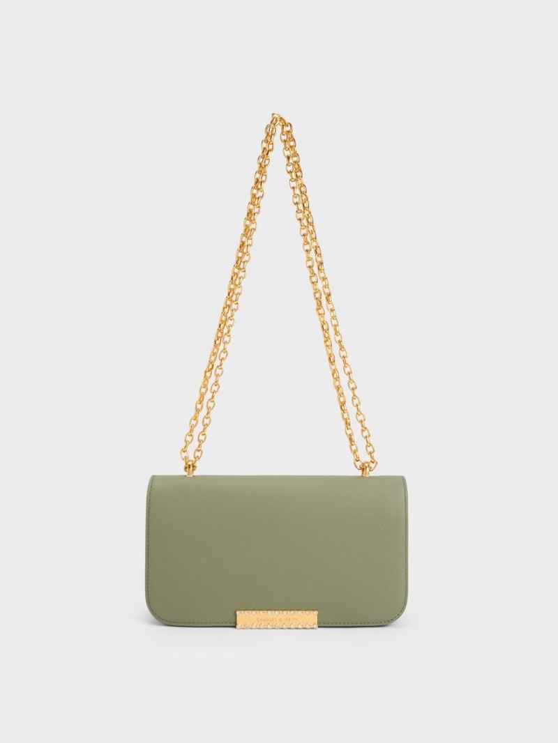 Geanta De Umar Charles & Keith Piele Chain Curea Masline Verzi | 139FCIYGB