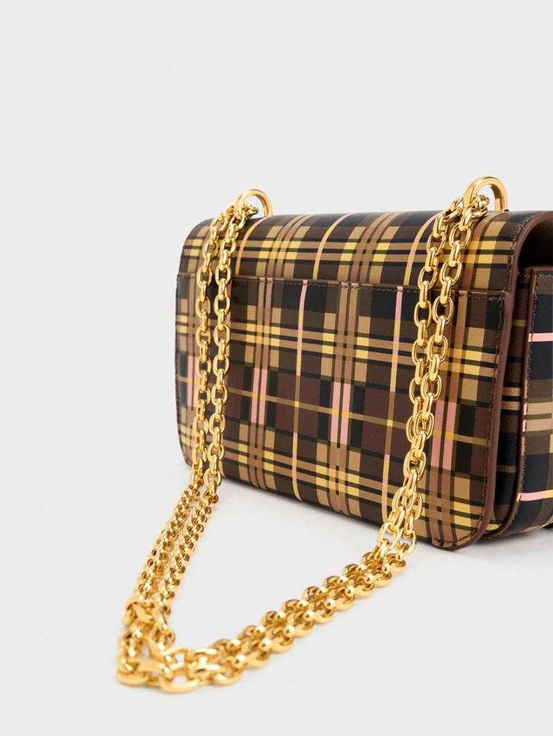Geanta De Umar Charles & Keith Printed Piele Chain Curea Colorati | 310KCGLQV