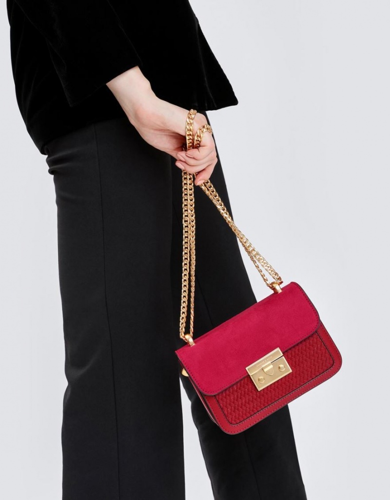 Geanta De Umar Charles & Keith Push Lock Front Flap Rosii | 294KBPTOU