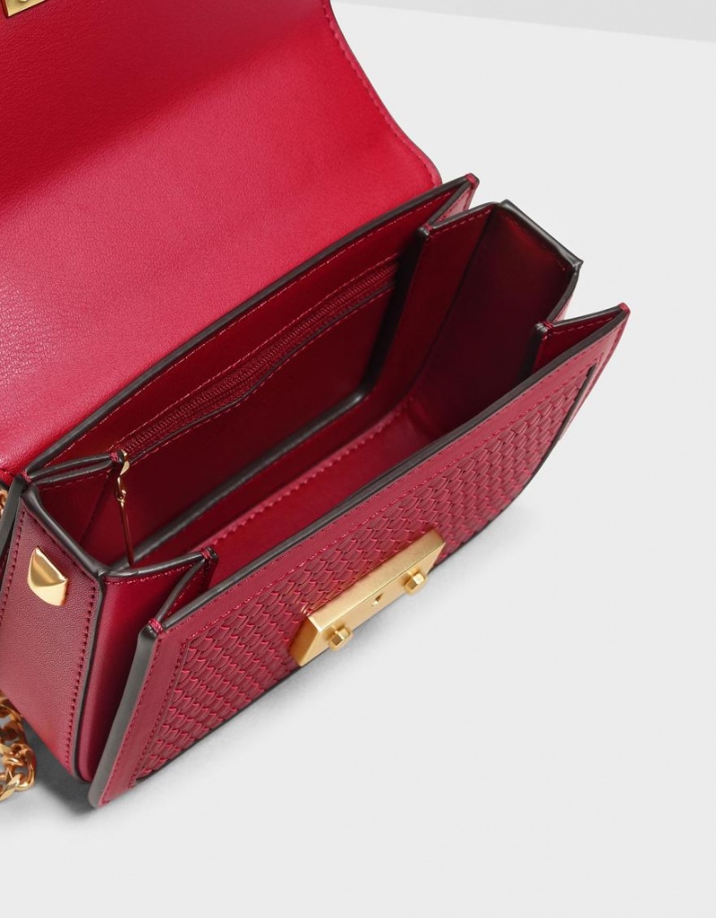Geanta De Umar Charles & Keith Push Lock Front Flap Rosii | 294KBPTOU