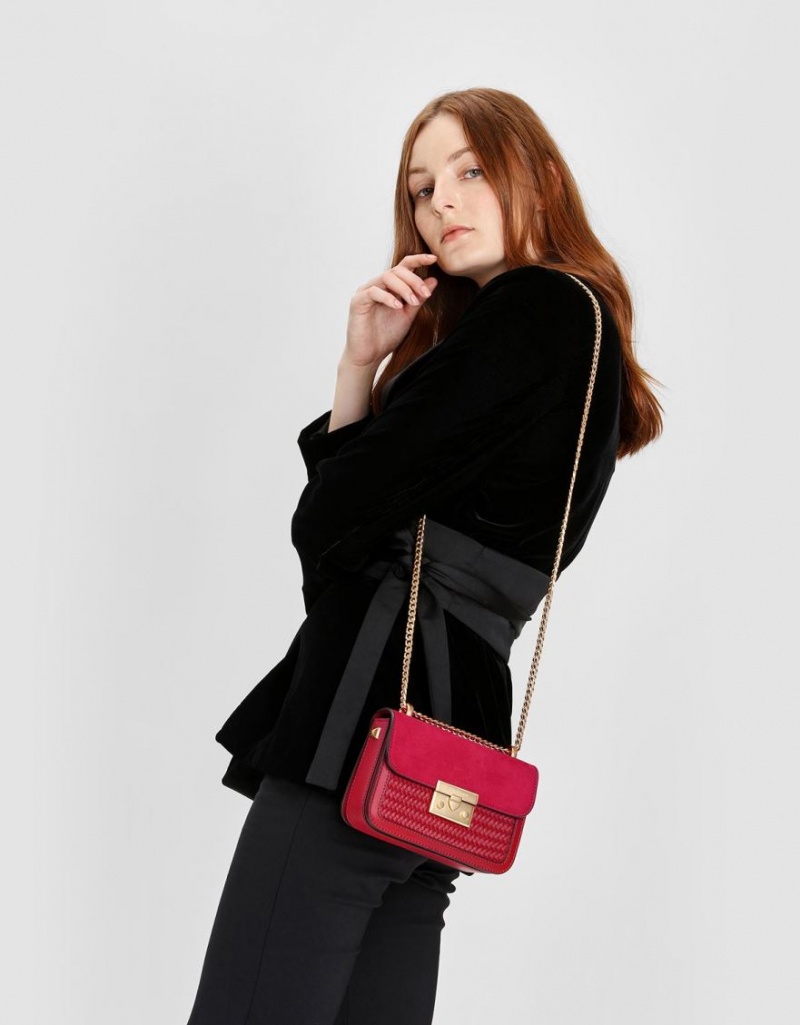 Geanta De Umar Charles & Keith Push Lock Front Flap Rosii | 294KBPTOU