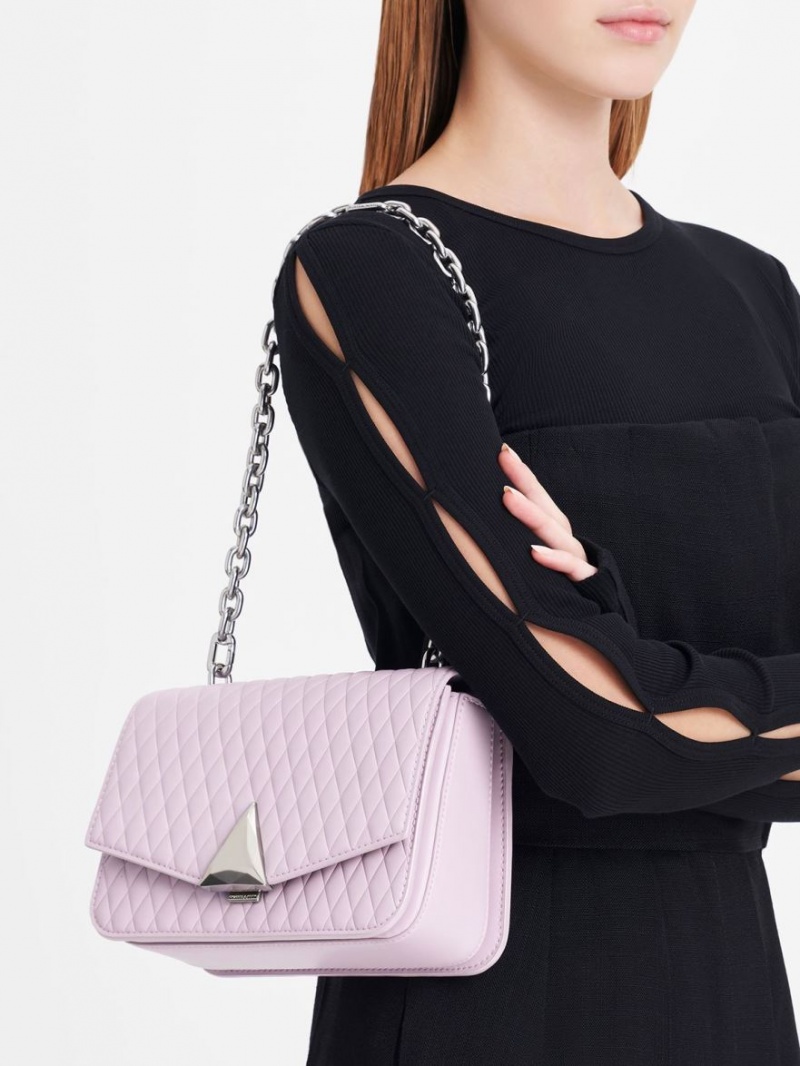 Geanta De Umar Charles & Keith Quinlynn Metallic Accent Matlasat Violet | 128ENSIYL
