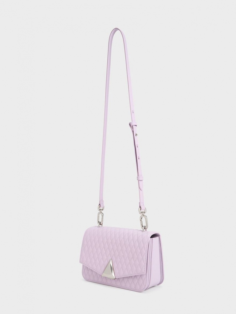 Geanta De Umar Charles & Keith Quinlynn Metallic Accent Matlasat Violet | 128ENSIYL