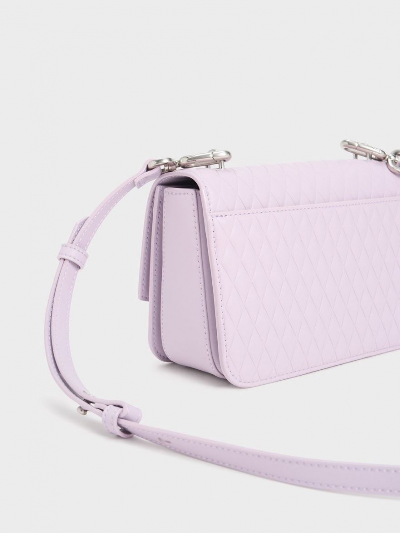 Geanta De Umar Charles & Keith Quinlynn Metallic Accent Matlasat Violet | 128ENSIYL