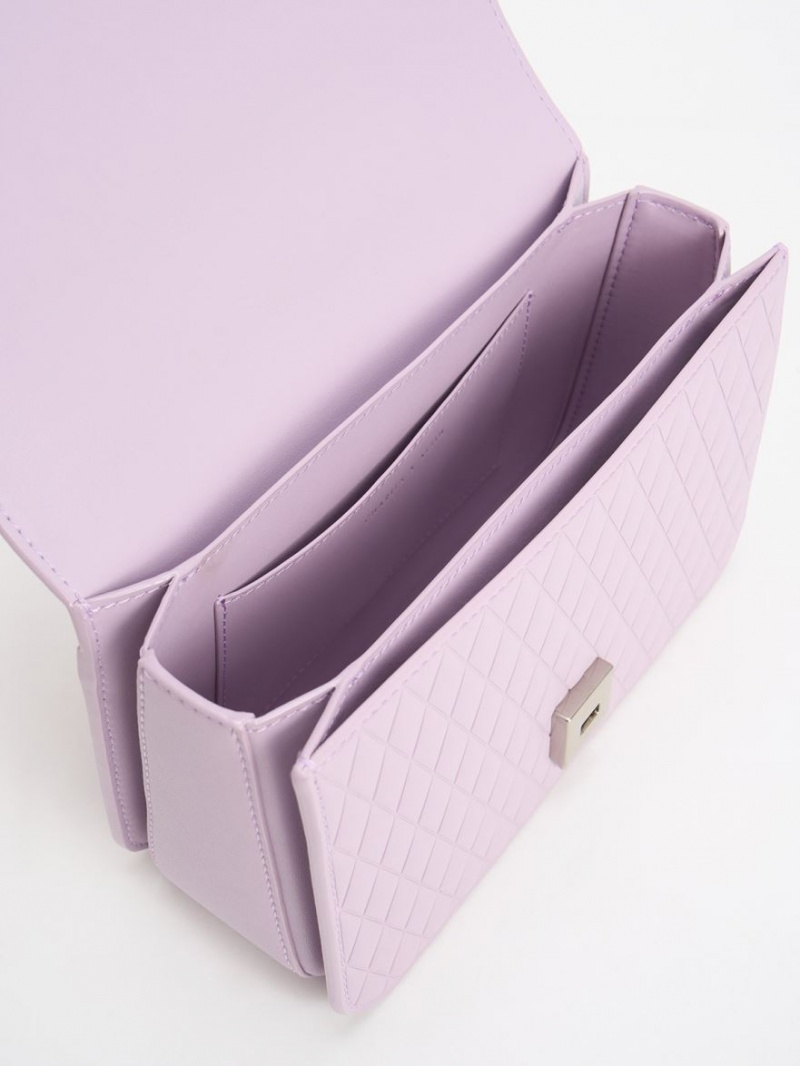 Geanta De Umar Charles & Keith Quinlynn Metallic Accent Matlasat Violet | 128ENSIYL
