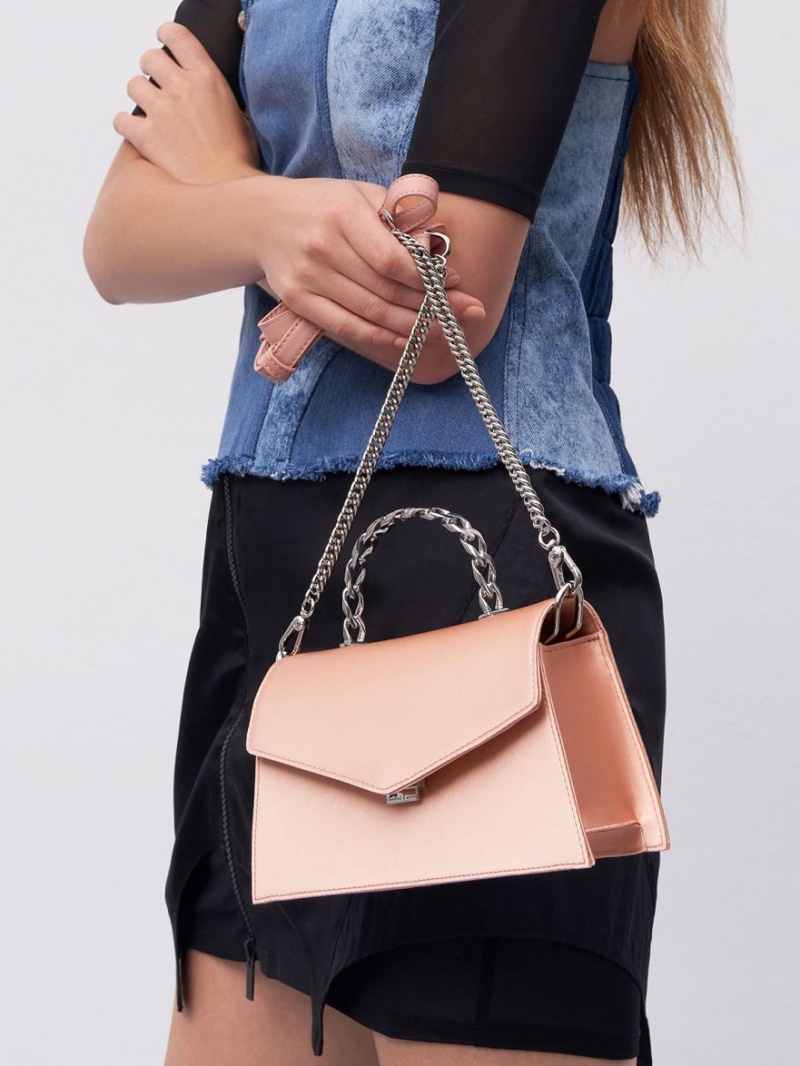 Geanta De Umar Charles & Keith Recycled Polyester Satin Envelope Roz | 018FPOJXR