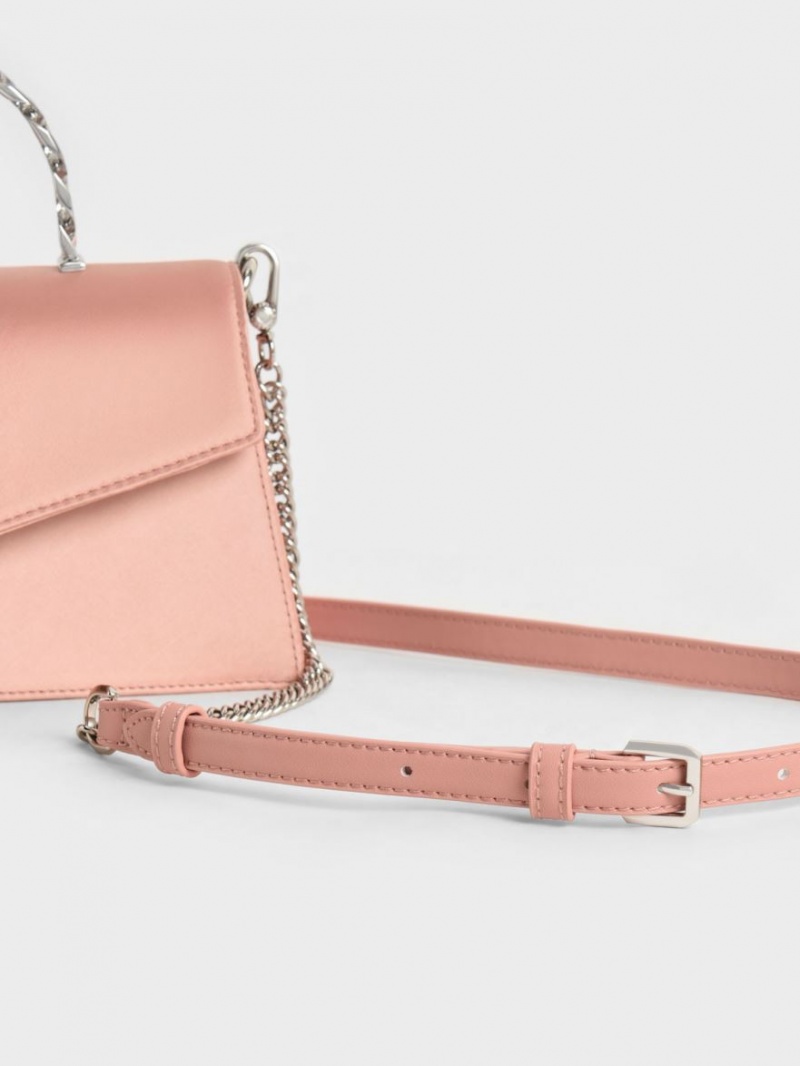 Geanta De Umar Charles & Keith Recycled Polyester Satin Envelope Roz | 018FPOJXR