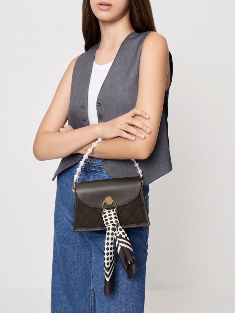 Geanta De Umar Charles & Keith Roza Beaded Handle Scarf Negrii | 253PEBAYD