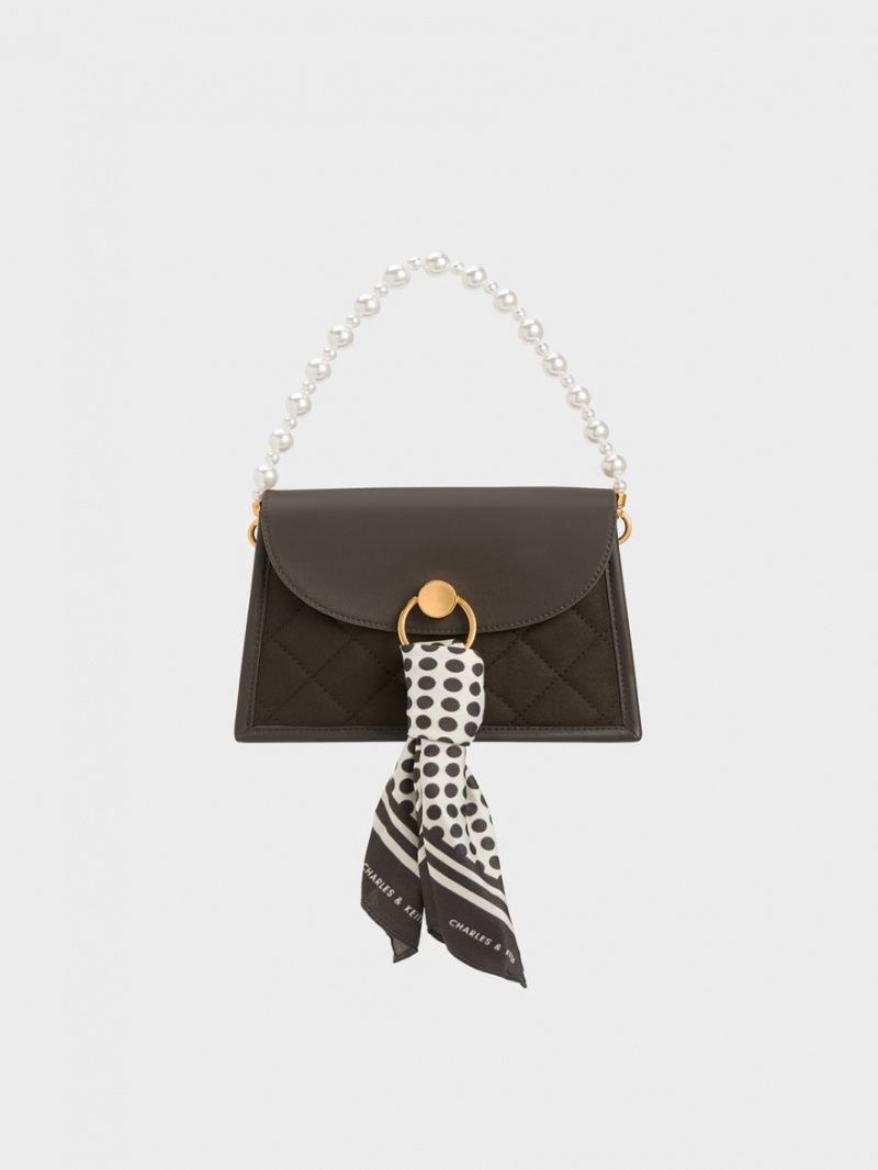 Geanta De Umar Charles & Keith Roza Beaded Handle Scarf Negrii | 253PEBAYD