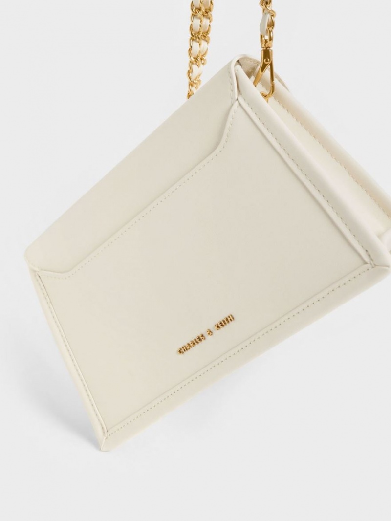 Geanta De Umar Charles & Keith Roza Beaded Handle Scarf Albi | 951FCIHAQ