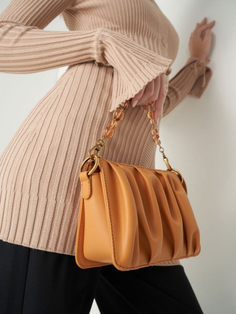 Geanta De Umar Charles & Keith Ruched Bead-Handle Portocalii | 068DIQGZY