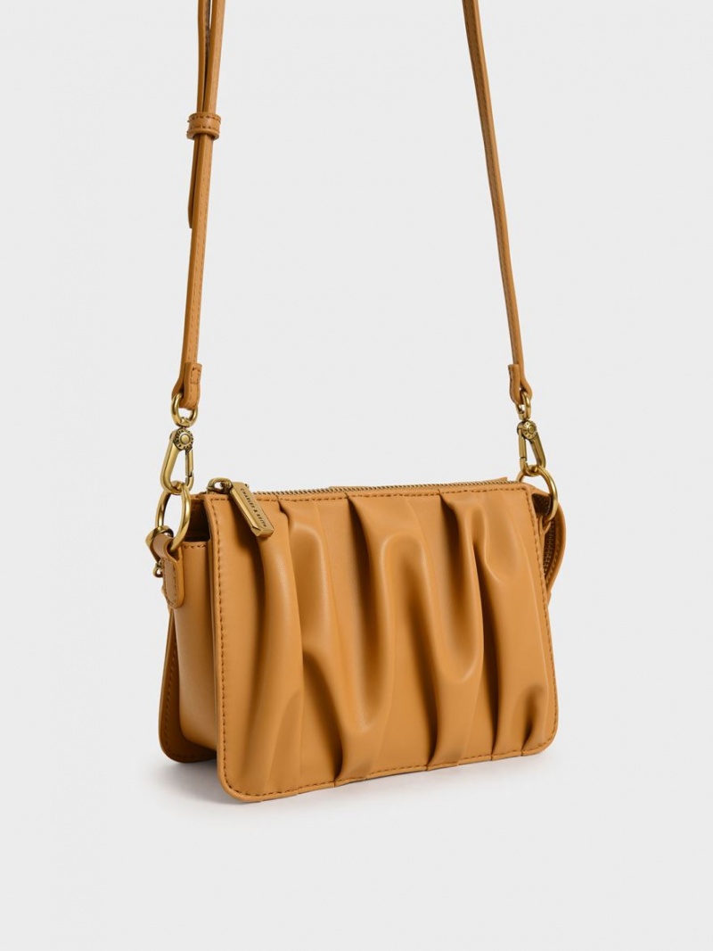 Geanta De Umar Charles & Keith Ruched Bead-Handle Portocalii | 068DIQGZY