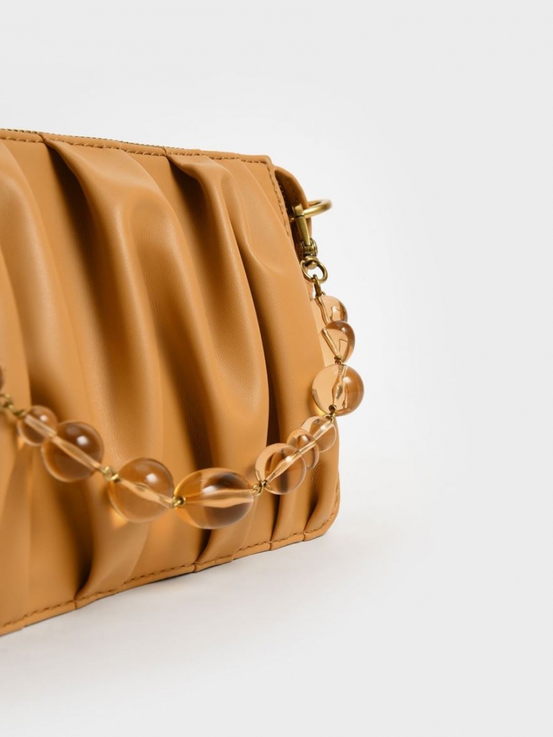 Geanta De Umar Charles & Keith Ruched Bead-Handle Portocalii | 068DIQGZY