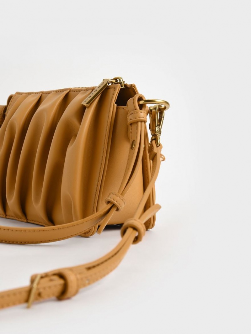 Geanta De Umar Charles & Keith Ruched Bead-Handle Portocalii | 068DIQGZY