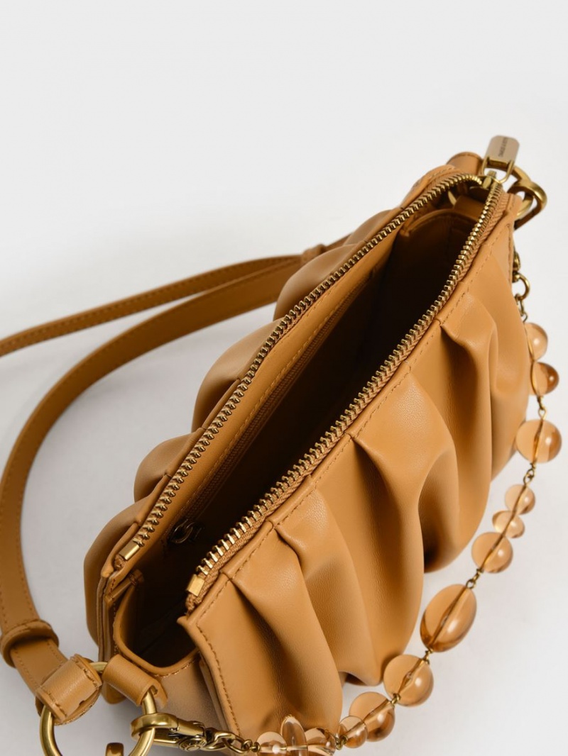 Geanta De Umar Charles & Keith Ruched Bead-Handle Portocalii | 068DIQGZY
