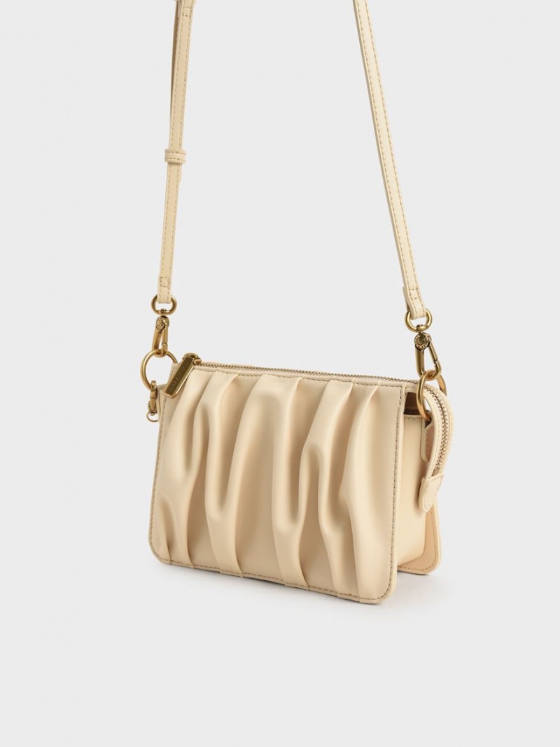 Geanta De Umar Charles & Keith Ruched Bead-Handle Bej | 263WCLMZU