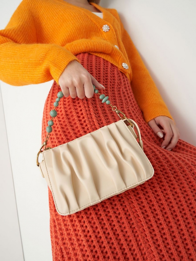 Geanta De Umar Charles & Keith Ruched Bead-Handle Bej | 263WCLMZU