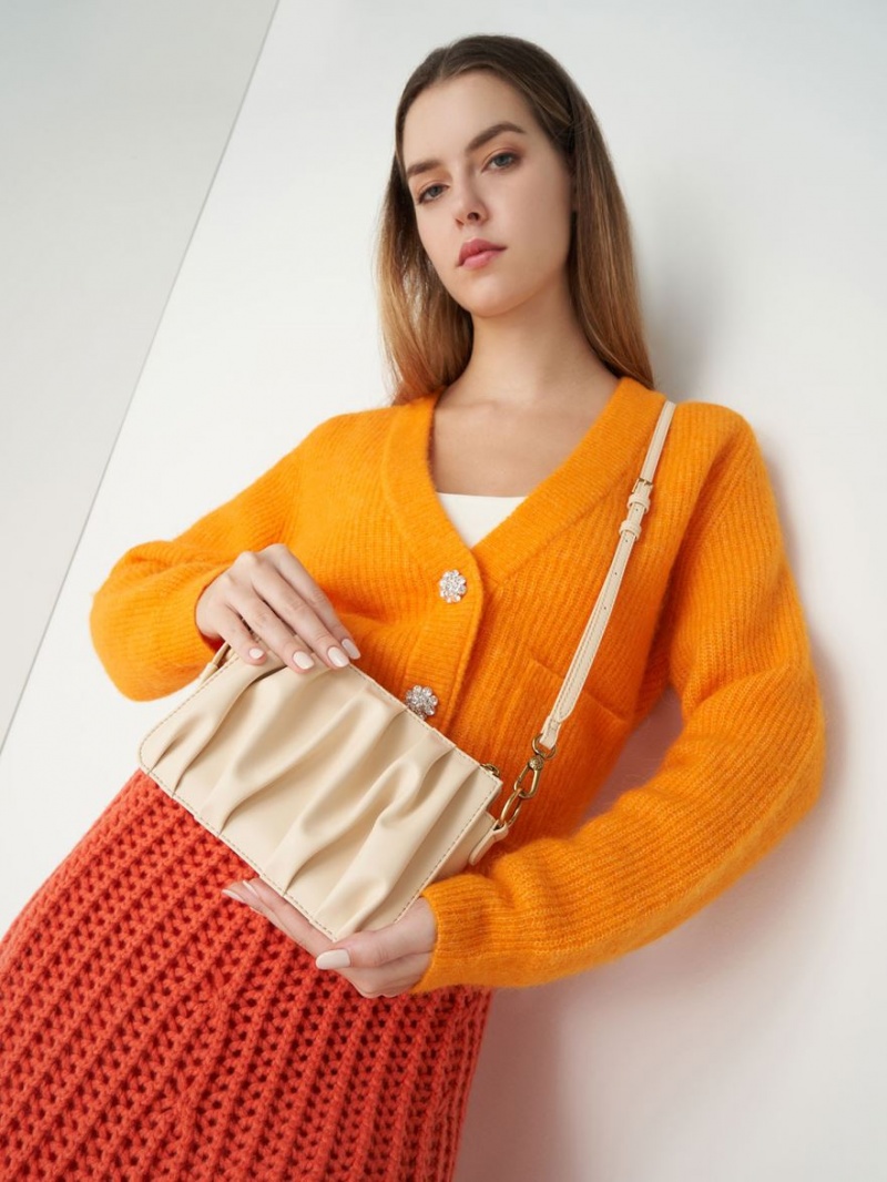 Geanta De Umar Charles & Keith Ruched Bead-Handle Bej | 263WCLMZU