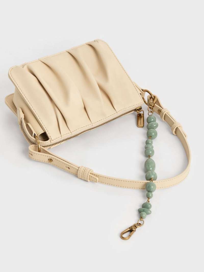 Geanta De Umar Charles & Keith Ruched Bead-Handle Bej | 263WCLMZU