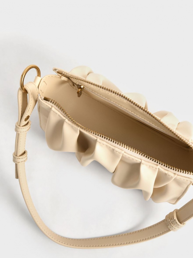 Geanta De Umar Charles & Keith Ruched Bead-Handle Bej | 263WCLMZU