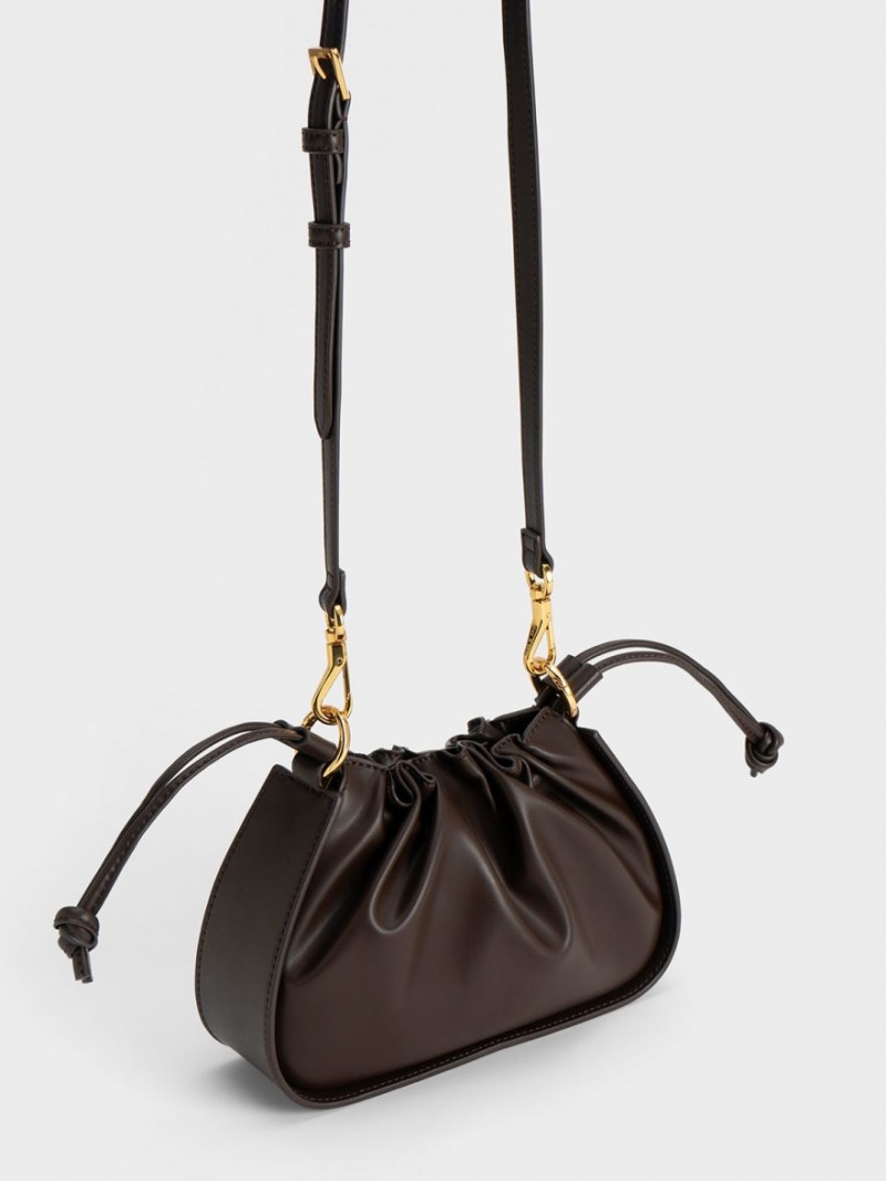Geanta De Umar Charles & Keith Ruched Chain Handle Drawstring Maro Inchis | 782BATLYI