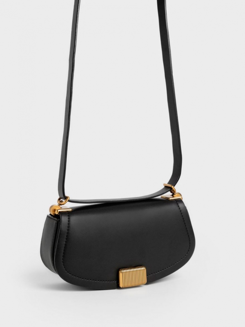 Geanta De Umar Charles & Keith Sonnet Two-Tone Chain Handle Negrii | 823NIJMEV