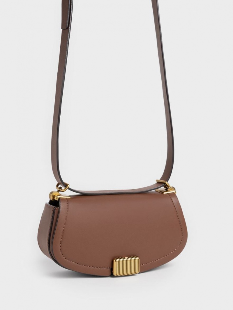 Geanta De Umar Charles & Keith Sonnet Two-Tone Chain Handle Ciocolata | 812KANTEF