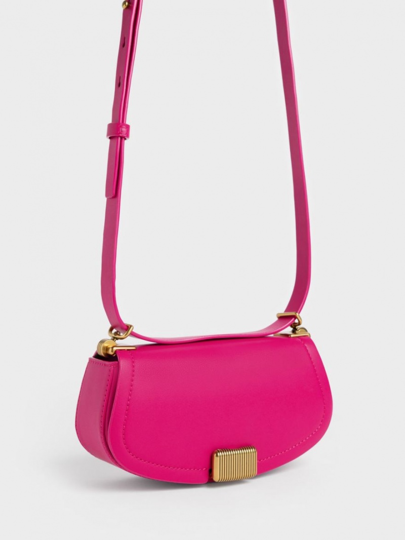Geanta De Umar Charles & Keith Sonnet Two-Tone Chain Handle Fucsie | 581DRPSKJ