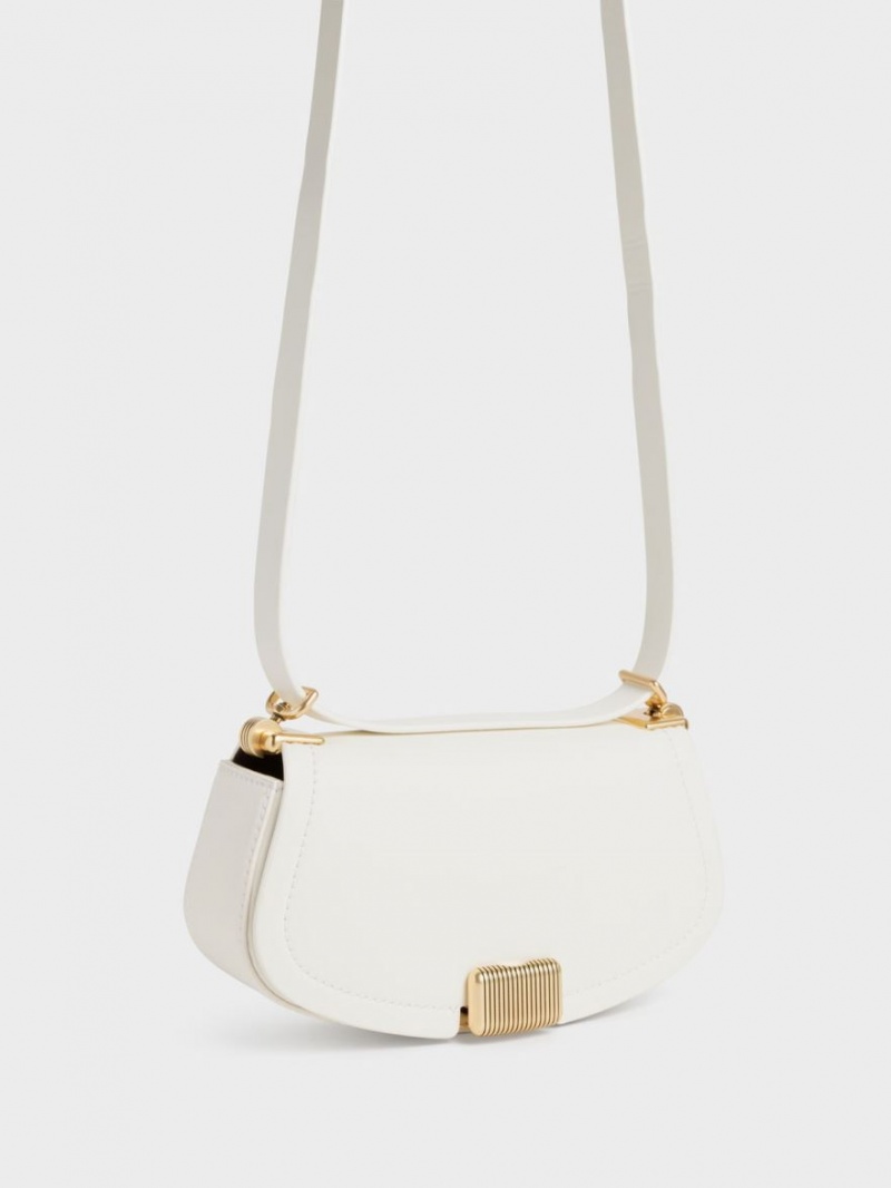 Geanta De Umar Charles & Keith Sonnet Two-Tone Chain Handle Albi | 548EGRNZL
