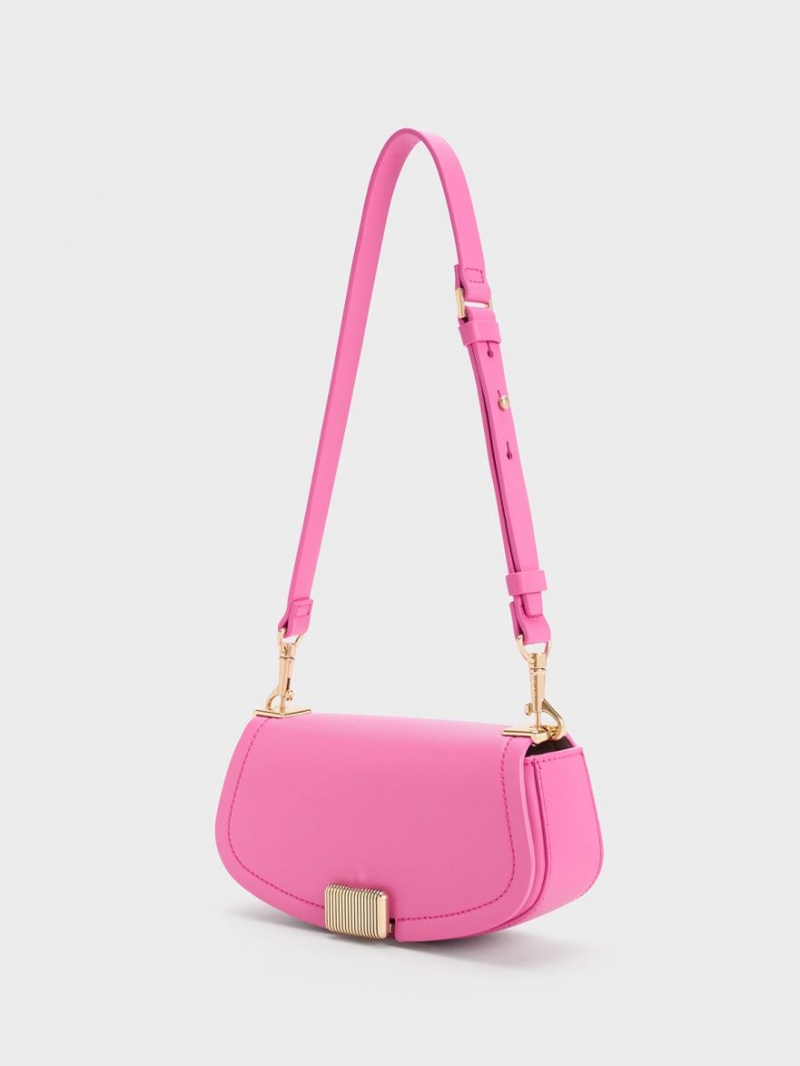 Geanta De Umar Charles & Keith Sonnet Two-Tone Chain Handle Roz | 286VKUIHM