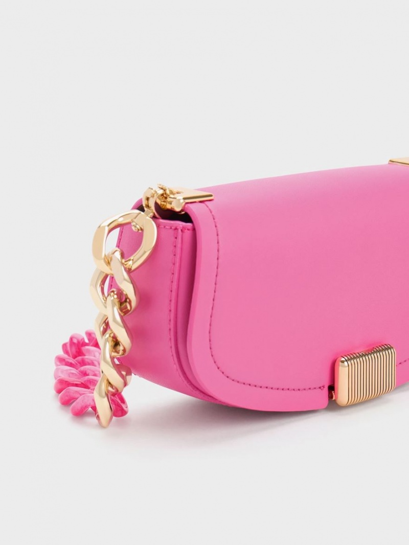 Geanta De Umar Charles & Keith Sonnet Two-Tone Chain Handle Roz | 286VKUIHM